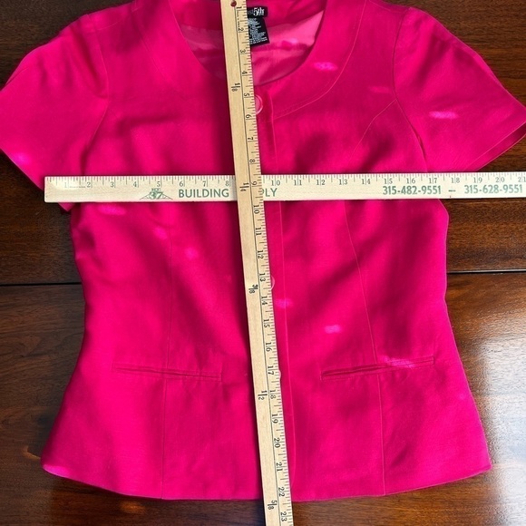 East 5th Hot Pink linen rayon button down lined light jacket blouse. Size SP EUC - Picture 8 of 10